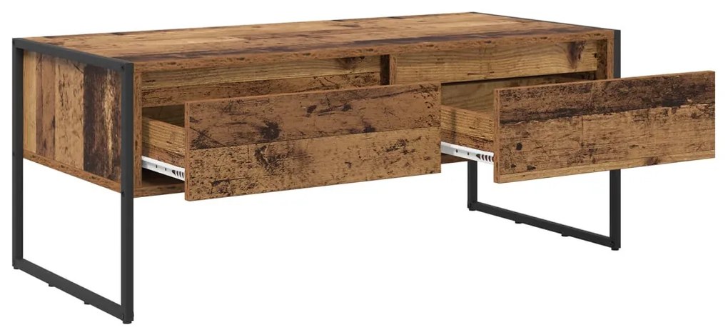 vidaXL Dohányzóasztal fiókkal Öreg fa 100 x 46 x 40 cm Faanyag