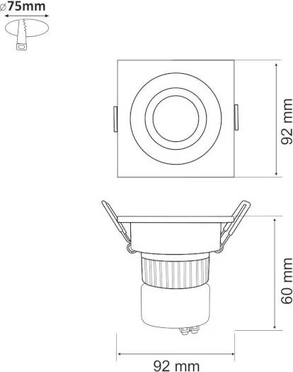Polux MOON OLAL-Q1X4CWA 206862 Beépíthető spotlámpa 6,5W 6400K 500LM IP40