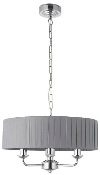 Endon 94394 - Csillár láncon HIGHCLERE 3xE14/40W/230V söt. szürke/fényezett króm