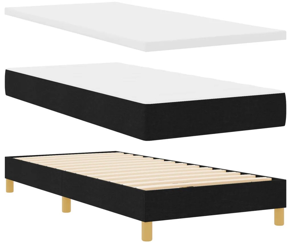 Boxspring Ágy Matraccal, fekete színben, 90 x 190 cm, szövet