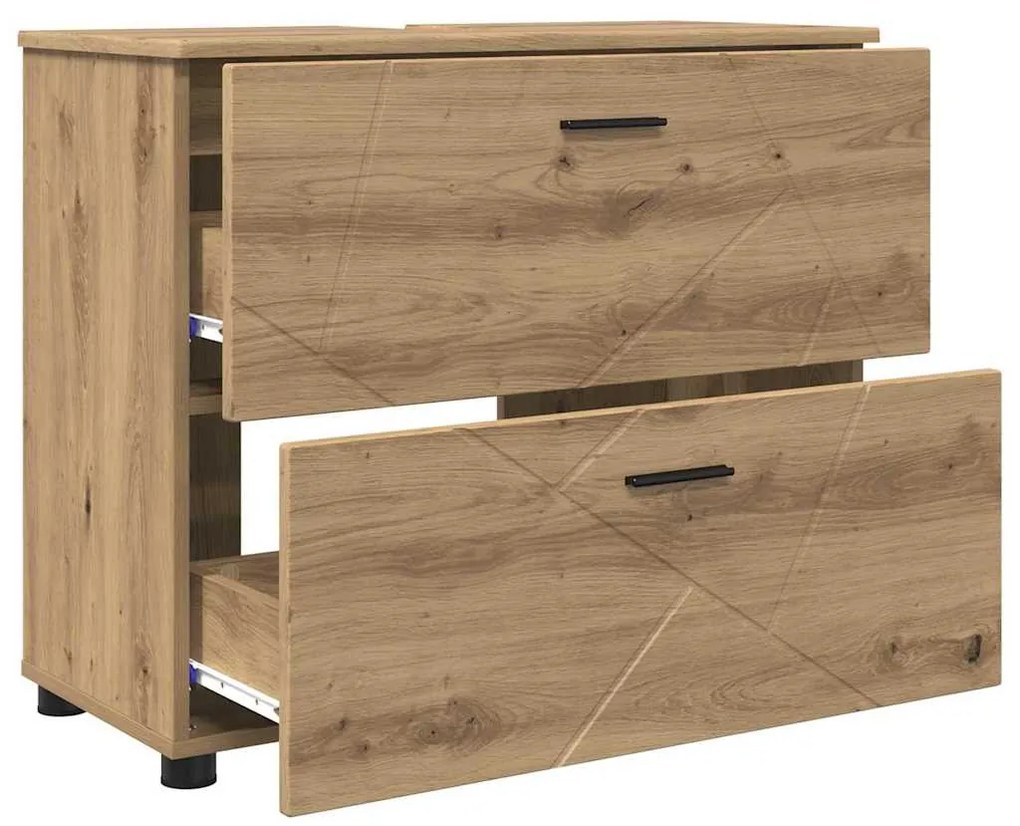 Fürdőszoba bútor szett 3 pcs kézműves tölgy 76.5 x 35 x 64 cm