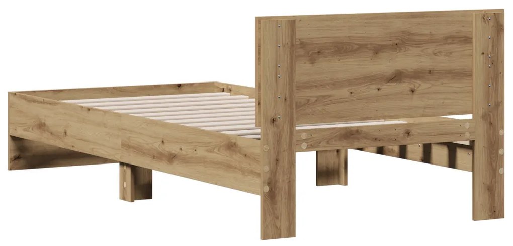 Ágykeret matrac és fejtámla nélkül, Kézműves tölgy 90x200 cm