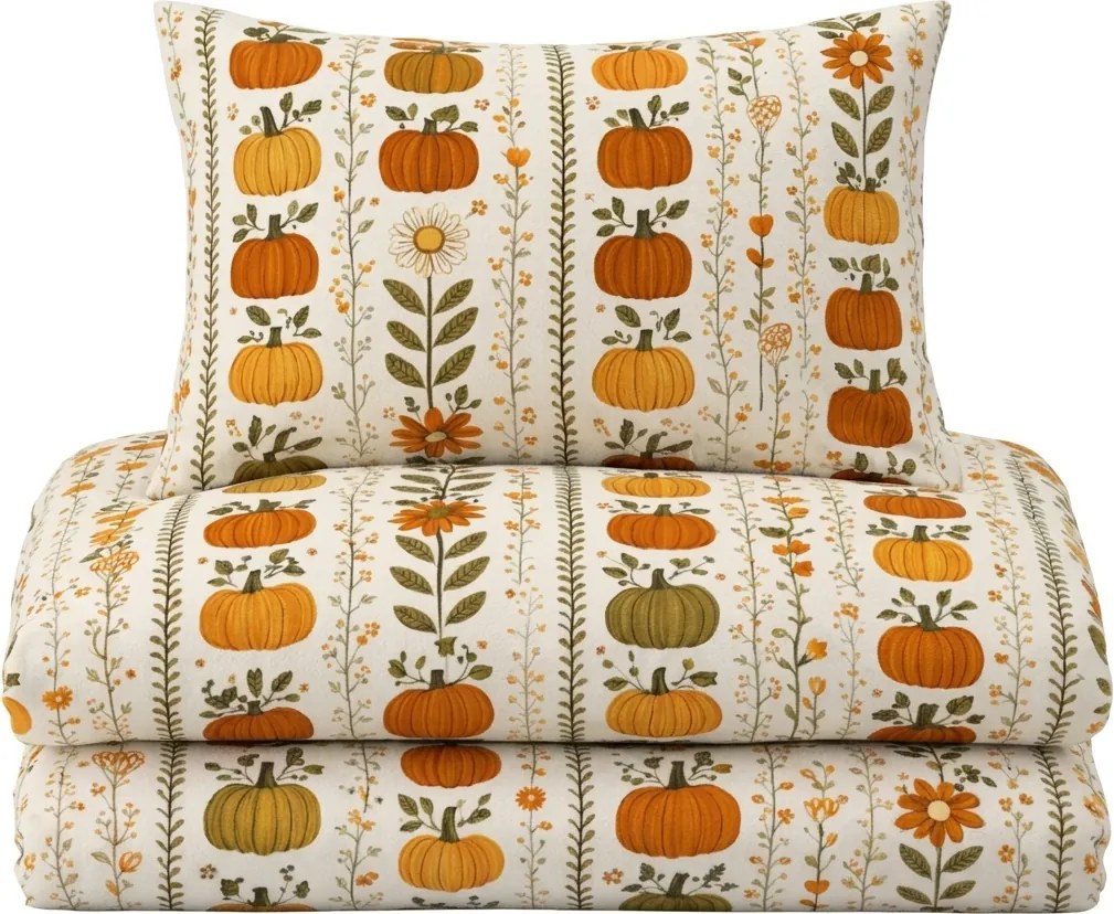 Flanel ágynemű PUMPKIN LINES színes kivitel Ágyneműhuzat mérete: 70 x 90 cm | 140 x 200 cm