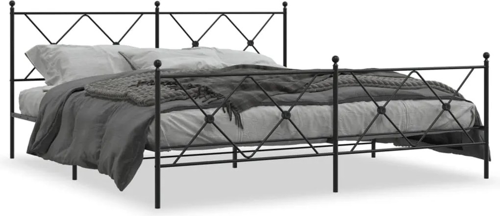 vidaXL fekete fém ágykeret fej- és lábtámlával 183 x 213 cm
