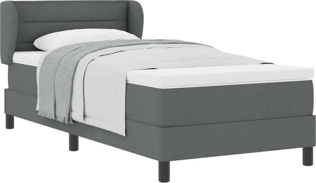 vidaXL Boxrugós ágy matracmal Sötétszürke 80 x 200 cm szövet