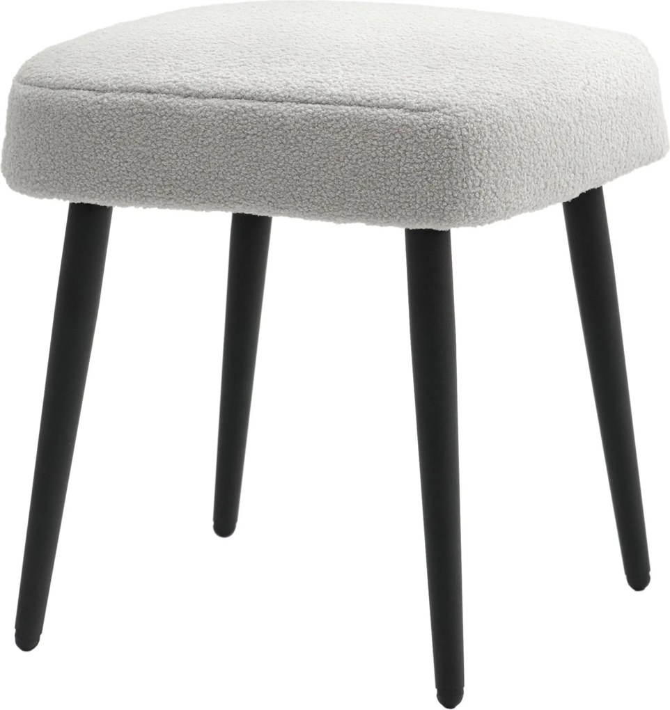 HOMCOM Puff Ülőke Négyzet Alakú Sminkpuff, Lábpihentető Cashmere Hatással, Acél Lábakkal, A Nappaliba, Hálószobába, Világosszürke, 42 x 42 x 47 cm | A