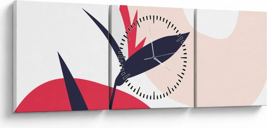 Kép - Rózsaszín virágos absztrakció N⁰1 (órával) (90x30 cm)