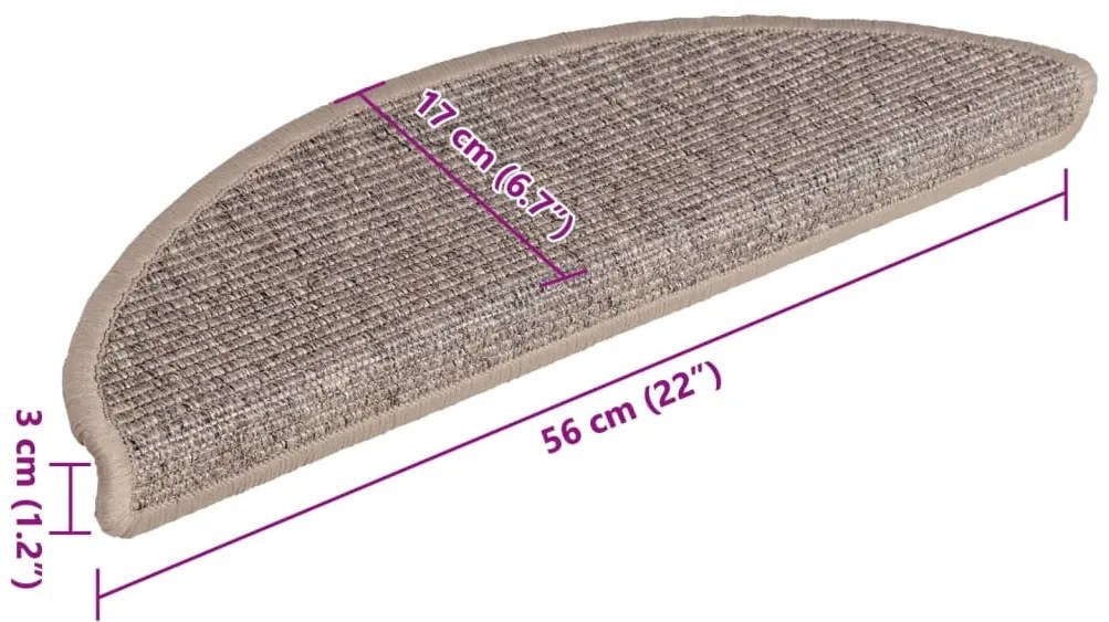 15 db sötétbézs öntapadó lépcsőszőnyeg 56x17x3 cm