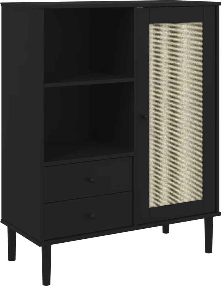 vidaXL SENJA fekete rattanhatású magasszekrény 90 x 40 x 112 cm
