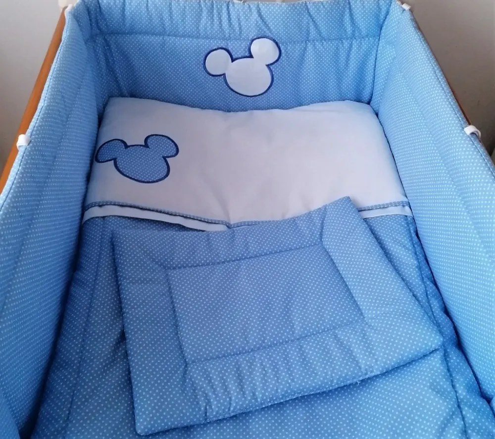 4 részes babaágynemű szett - Kék Peti, AZONNAL VIHETŐ , bébi méret , rácsvédő standard 200 cm