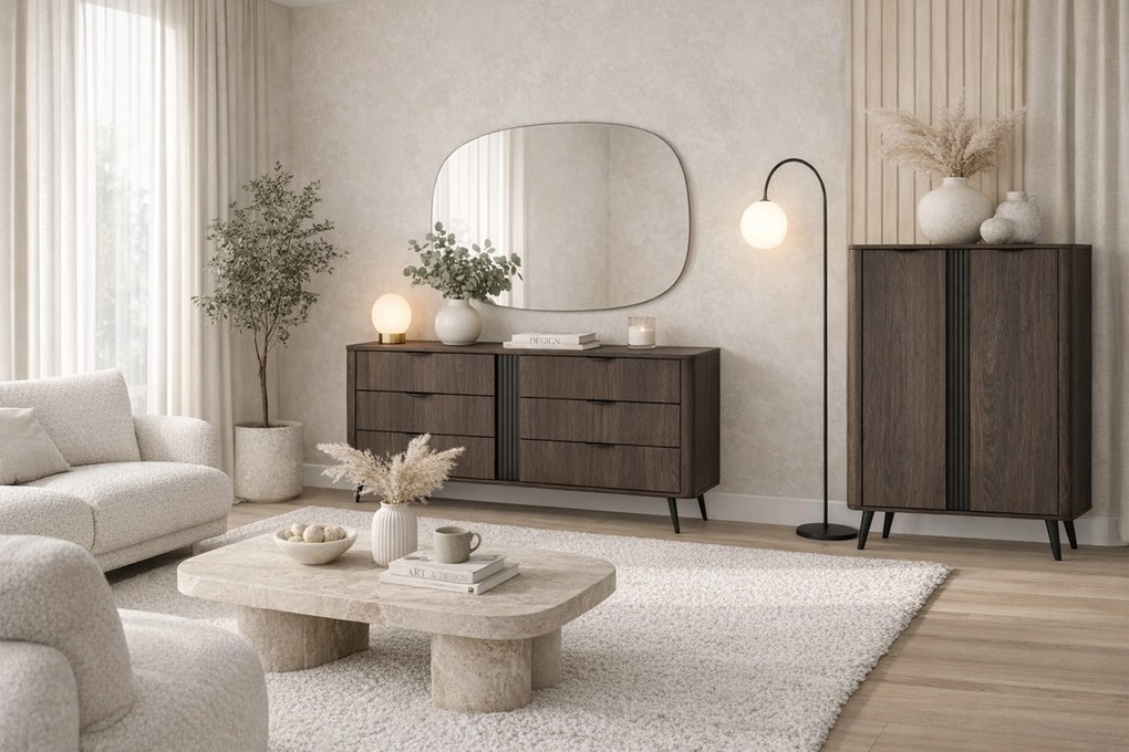 Edrin komód 163 cm fiókokkal - dunin tölgy / fekete