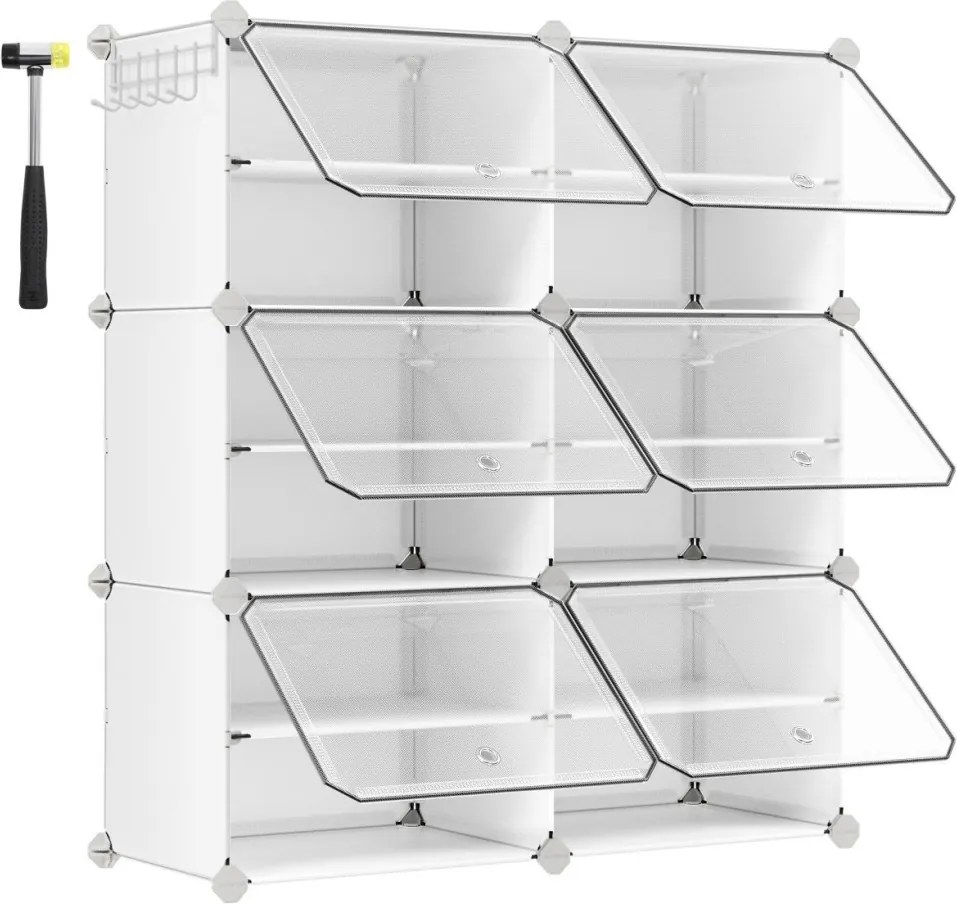 Cipőtároló doboz 6 rekeszes tárolódoboz, fehér 82x32x92cm