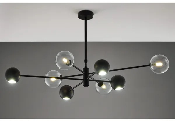 Jupiter 1996 - Csillár rúdon MOKA 4xGU10/10W/230V + 4xG9/10W/230V fekete/átlátszó