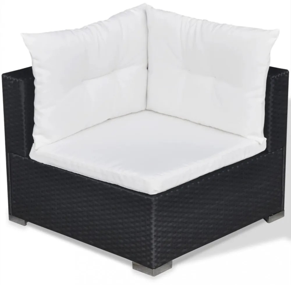 vidaXL 5 részes fekete polyrattan kerti ülőgarnitúra párnákkal