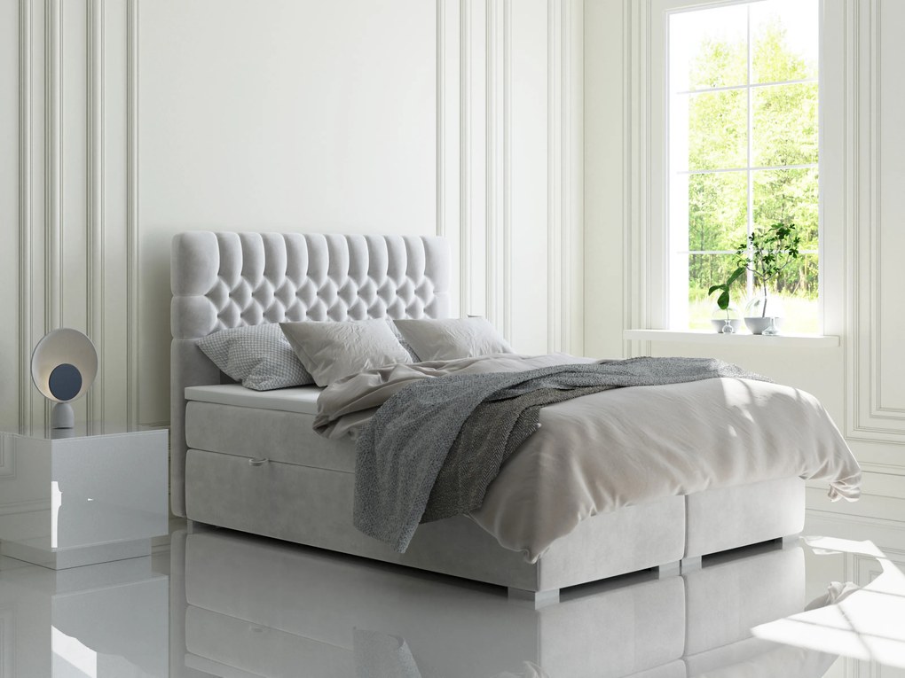 Franciaágy Boxspring 180 cm Daliny (világosszürke) (tárolóhellyel). 1044203
