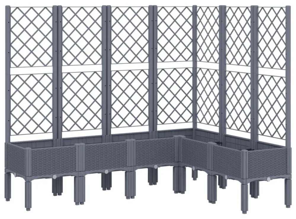 kékszürke PP rácsos kerti ültetőláda 160 x 120 x 142 cm