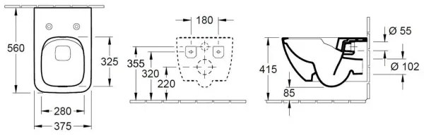 Villeroy & Boch 4611RSR1 - függesztett WC SoftClose ülőkével VENTICELLO kerámia/fehér