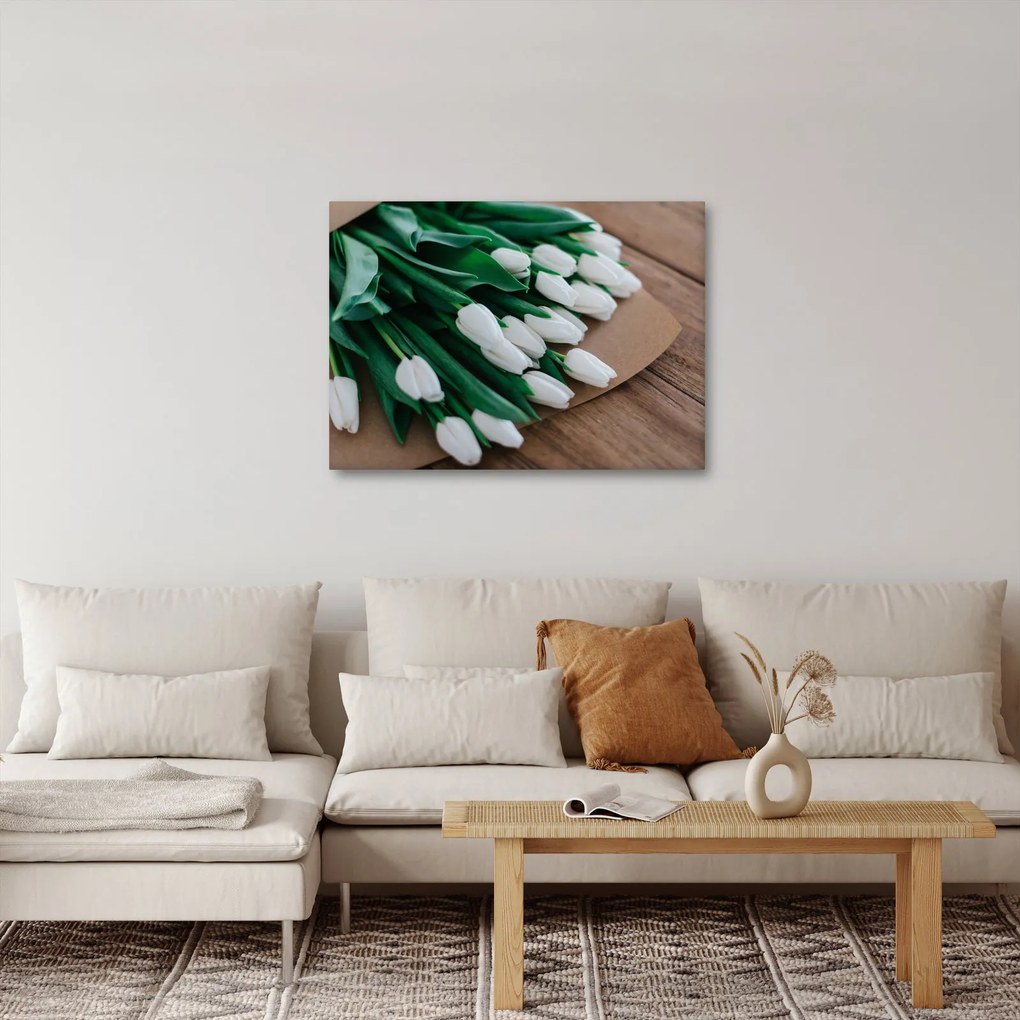 Egy csokor fehér tulipán képe (70x50 cm)