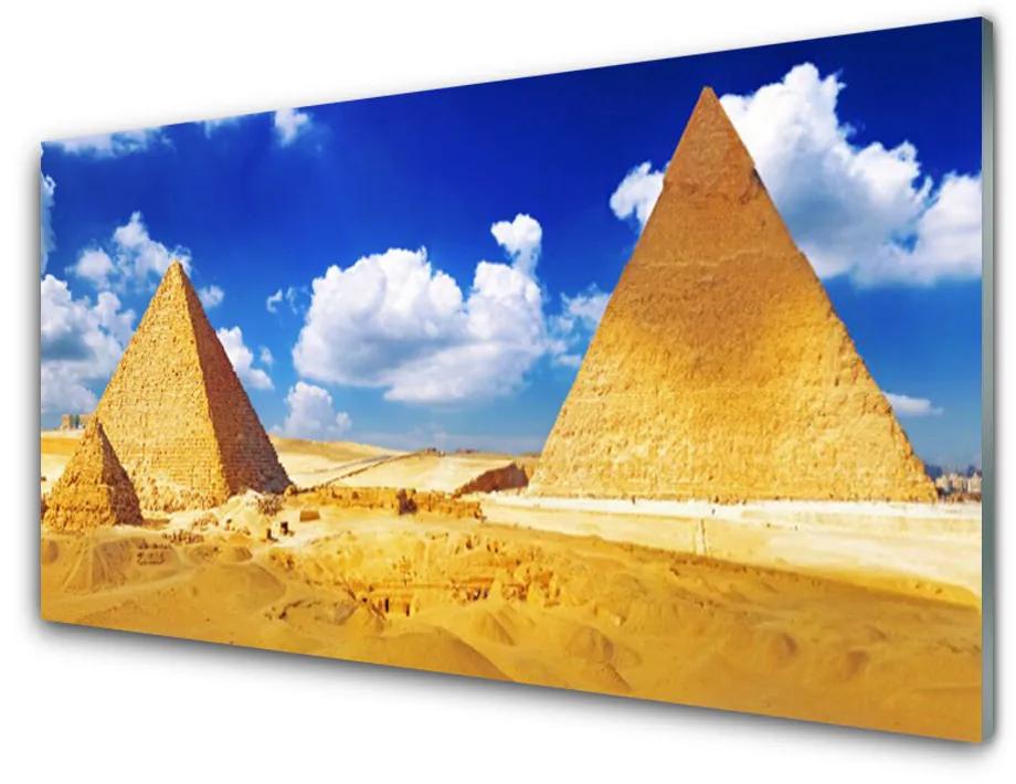 Fali üvegkép Piramisok Desert Landscape 140x70 cm