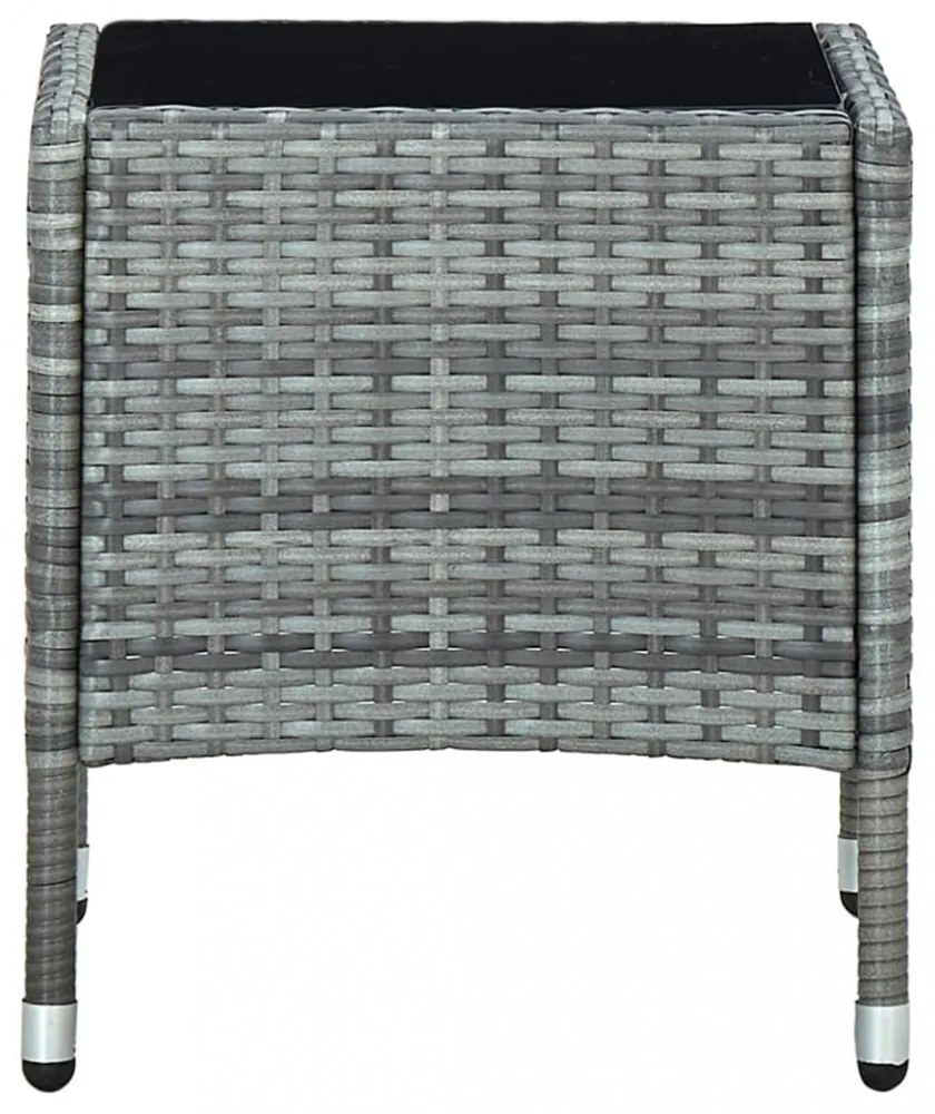 szürke polyrattan kerti asztal 40 x 40 x 45 cm