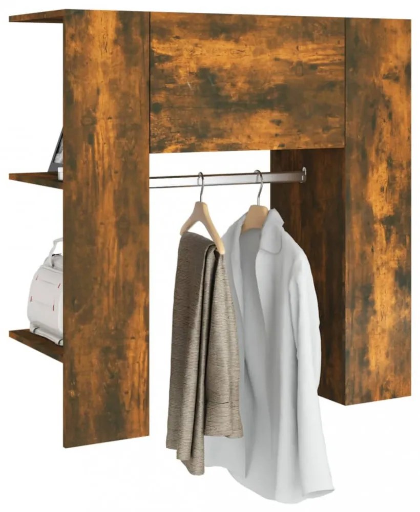 füstös tölgy színű szerelt fa előszobaszekrény 97,5x37x99 cm