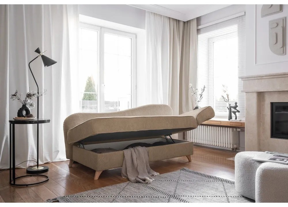 Szürkésbarna kordbársony heverő (jobb oldali) Chic Charlotte – Miuform