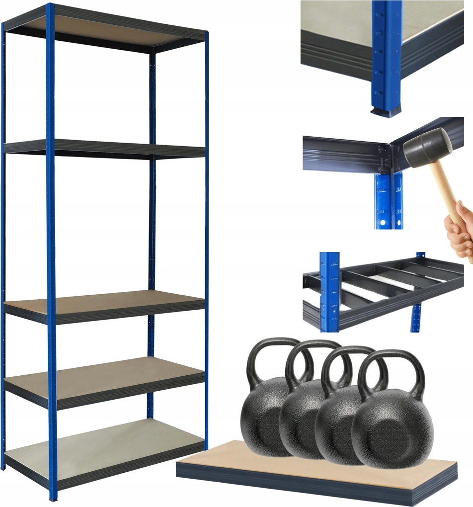 Tárolószekrény fém állvány Helios 180x90x45cm 5Px400kg Tartós