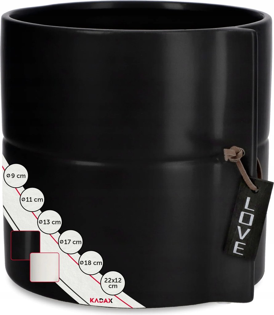 Kerámia Virágtartó Fekete 17 cm Kerek