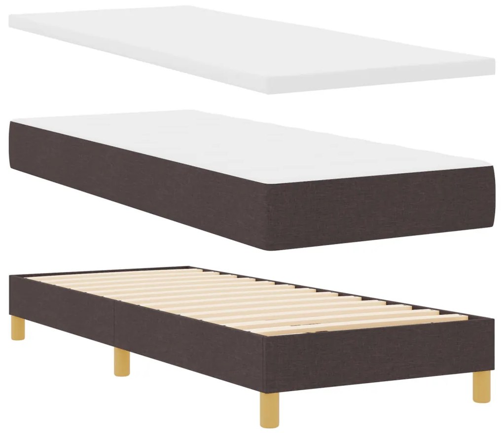 Box Spring Ágy matraccal - Sötétbarna, 80x200 cm, Szövet
