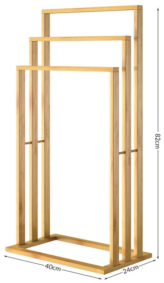 RUBBY bambusz törölközőtartó, 40x24x82cm, barna Casaria