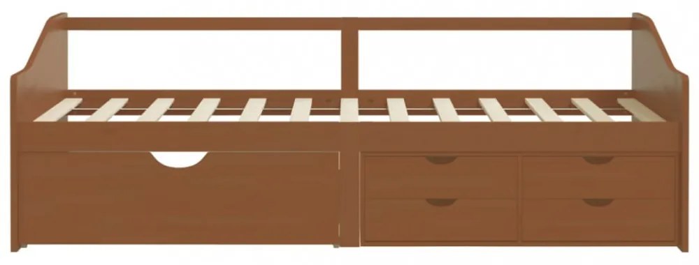 mézbarna 3 személyes tömör fenyőfa kanapéágy fiókokkal 90x200cm