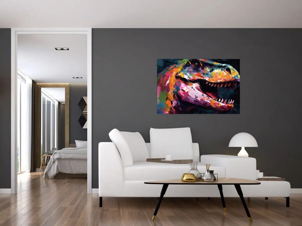 Kép - Dinoszaurusz, festészet (90x60 cm)