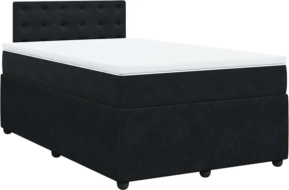 vidaXL fekete bársony rugós ágy matraccal 120x190 cm
