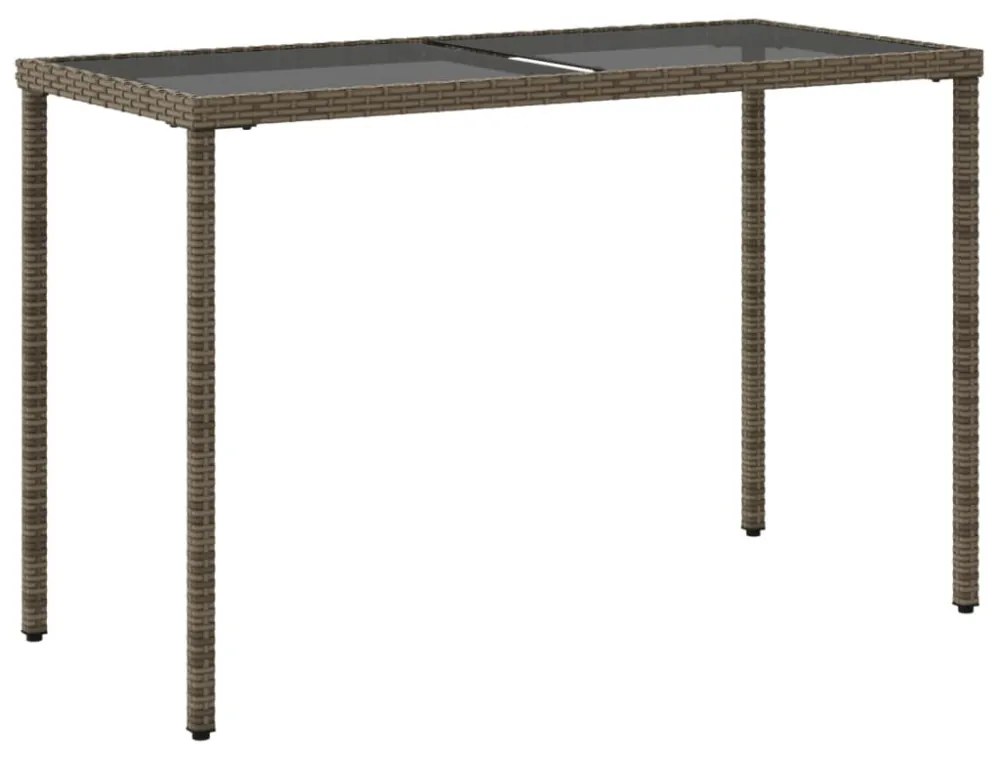 szürke polyrattan üveglapos kerti asztal 115x54x74 cm