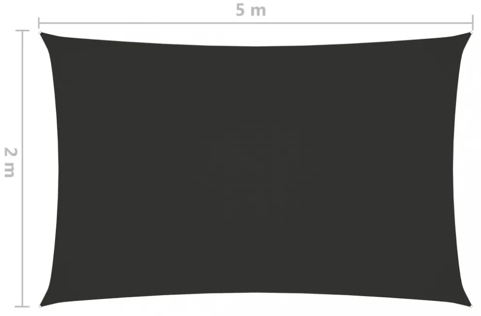 antracitszürke téglalap alakú oxford-szövet napvitorla 2 x 5 m