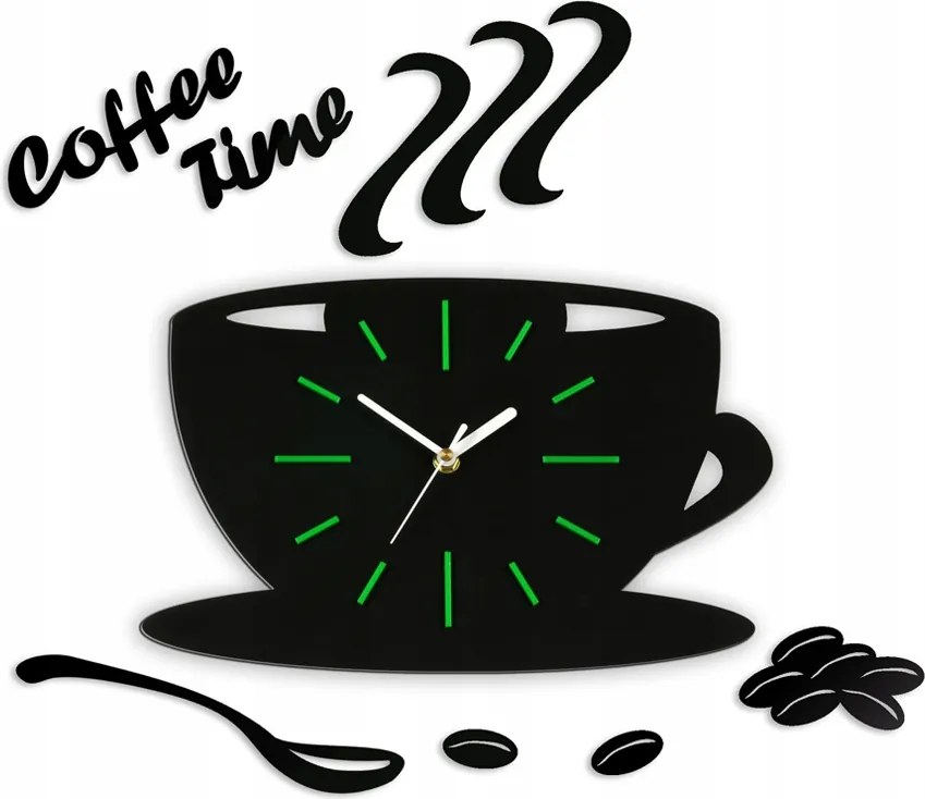 Falióra a konyhába Öntapadós Csésze Csendes Fekete konyhába nappaliba