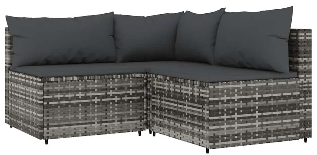 4 részes szürke polyrattan kerti ülőgarnitúra párnákkal