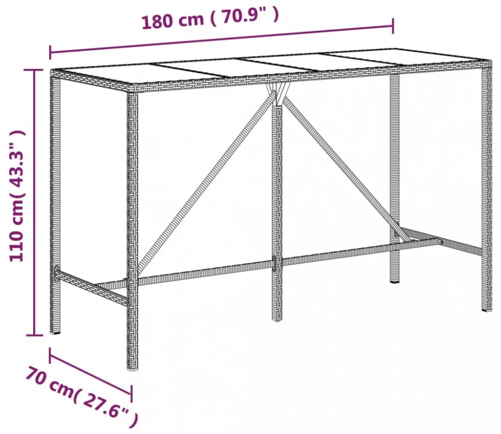 11 részes szürke polyrattan kerti bárszett párnákkal