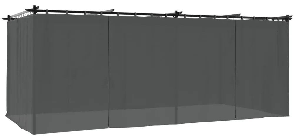 antracitszürke acél pavilon függönyökkel 6 x 3 m
