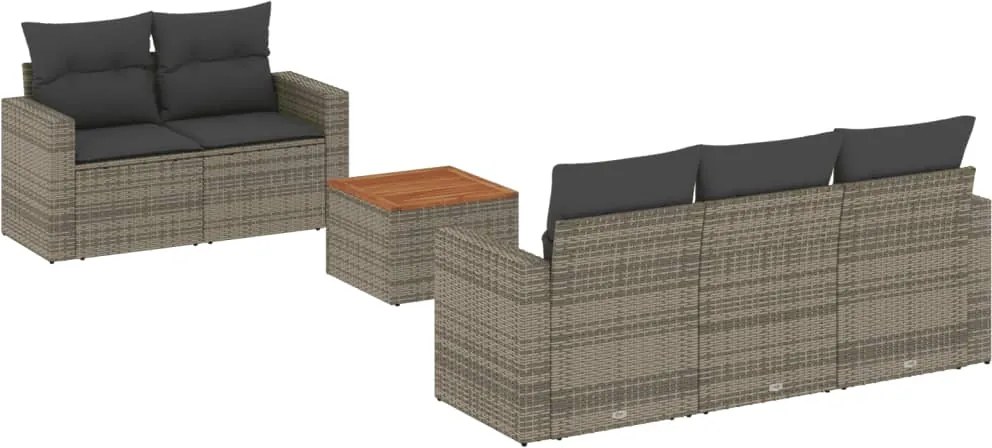 vidaXL 6 részes szürke polyrattan kerti ülőgarnitúra párnákkal