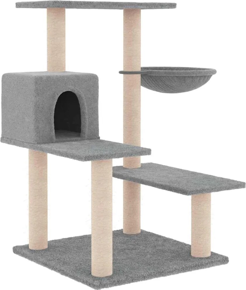 vidaXL világosszürke macskabútor szizál kaparófákkal 82,5 cm