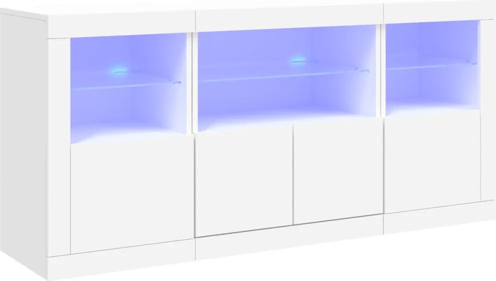 vidaXL fehér tálalószekrény LED-világítással 142,5 x 37 x 67 cm