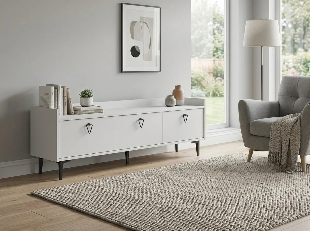TV állvány PIENA 160 cm, fehér