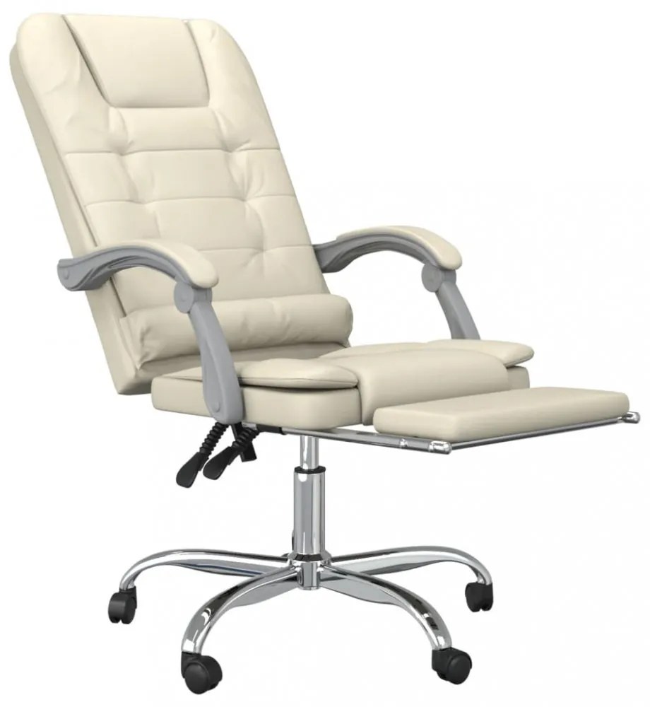 vidaXL krémszínű műbőr dönthető masszázsfotel