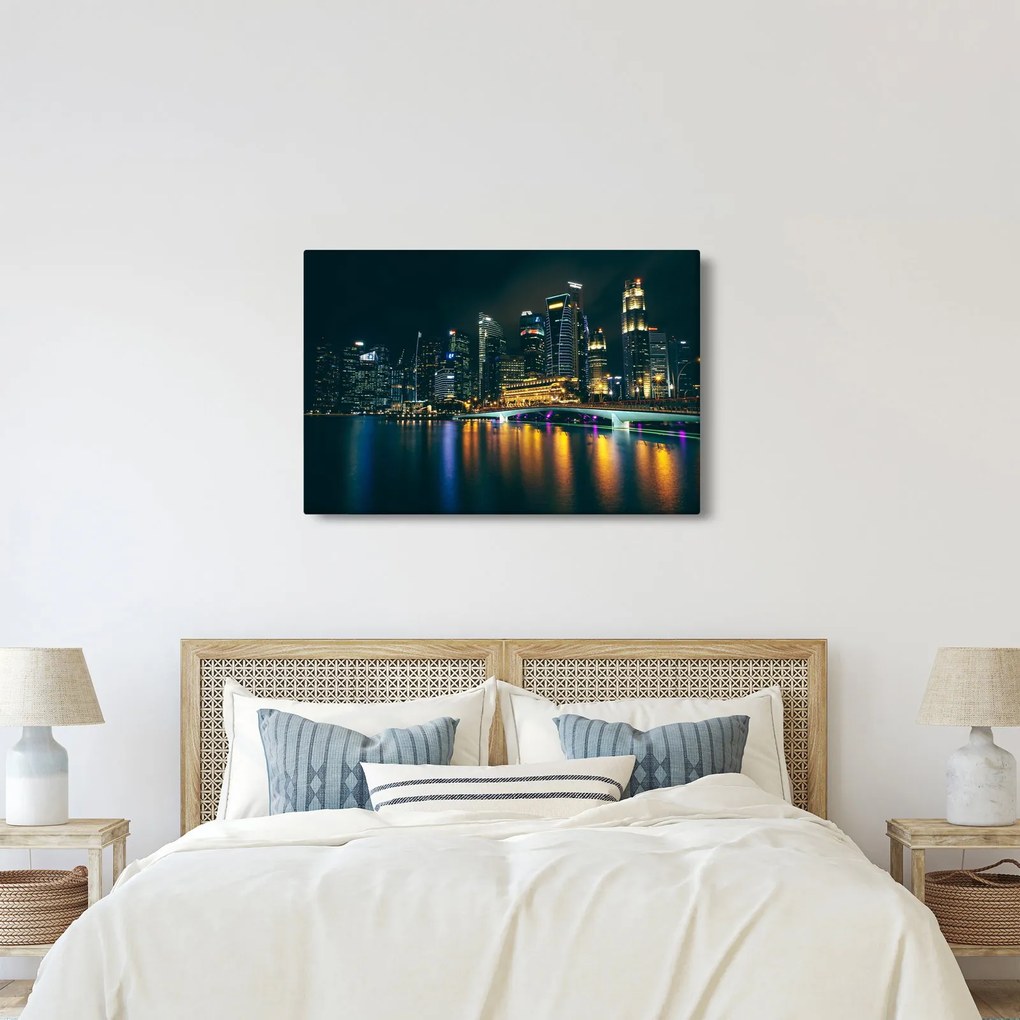 Egy kép az éjszakai Szingapúrról (90x60 cm)