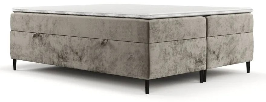 Világosbarna ágyneműtartós boxspring ágy 200x200 cm Araya – Maison de Rêve
