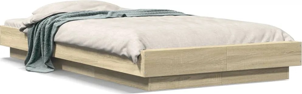 vidaXL sonoma tölgyszínű szerelt fa ágykeret 75 x 190 cm