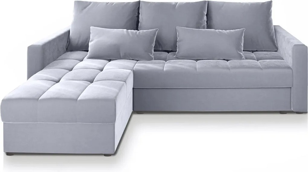 AKCIÓ világosszürke kihúzható sarokkanapé ZENOVA 220x140 cm, kétoldalas II. osztály
