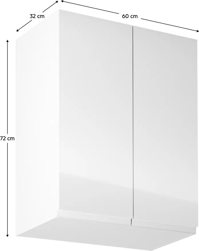 Felsőszekrény, fehér/fehér extra magasfényű, AURORA G602F