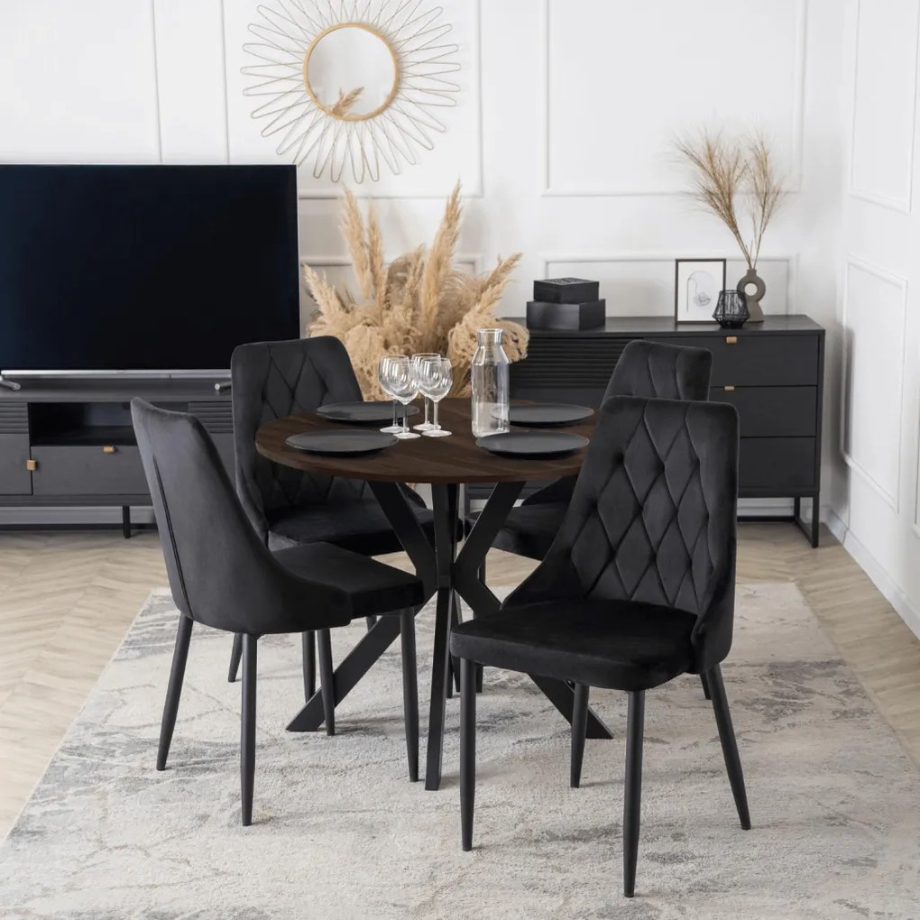 Stół LAUREN 90 cm Orzech/Czarny